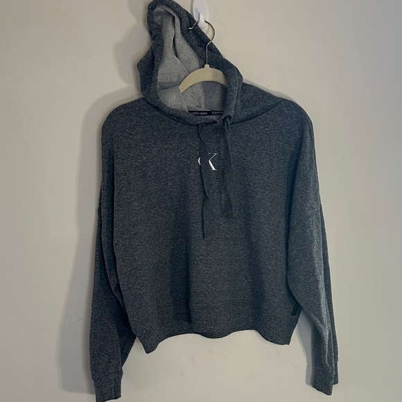 Calvin Klein Tops - Calvin Klein Jeans Cropped Hoodie Gray Women’s Large CK Logo